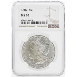 1887 $1 Morgan Silver Dollar Coin NGC MS63