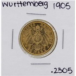 1905 German Wurttemberg 20 Marks Gold Coin