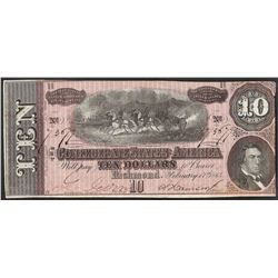 1864 $10 Confederate States of America Note