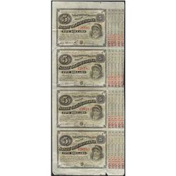 Uncut Sheet of (4) State of Louisiana Baby Bond Obsolete Notes