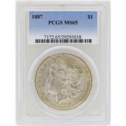 1887 $1 Morgan Silver Dollar Coin PCGS MS65