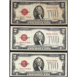 Lot of (3) 1928 $2 Legal Tender Notes
