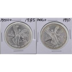 Lot of 1985 & 1990 Mexico 1 Oz Liberated Silver Coins