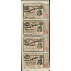 Uncut Sheet of (4) State of Louisiana Baby Bond Obsolete Notes