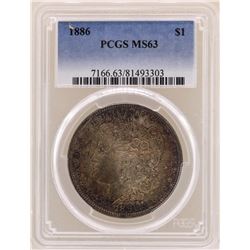 1886 $1 Morgan Silver Dollar Coin PCGS MS63