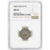 Image 1 : 1883 Shield Nickel Coin NGC MS63