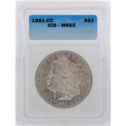 1881-CC $1 Morgan Silver Dollar Coin ICG MS65