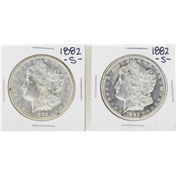 Lot of (2) 1882-S $1 Morgan Silver Dollar Coins