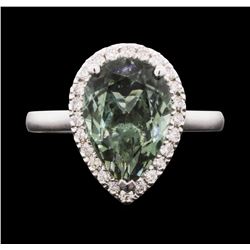 14KT White Gold 3.51 ctw Green Tourmaline and Diamond Ring