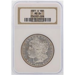 1881-S $1 Morgan Silver Dollar Coin NGC MS64 Great Toning