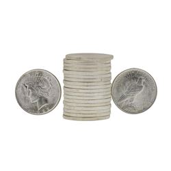 Roll of (20) Brilliant Uncirculated 1922 $1 Peace Silver Dollar Coins