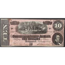 1864 $10 Confederate States of America Note