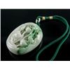 Image 1 : Burma Green Jadeite Carved Fish & Lotus Toggle