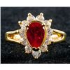Image 1 : 18K Lady's Pear Cut Ruby Ring EDCO Mark