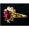 Image 2 : 18K Lady's Pear Cut Ruby Ring EDCO Mark