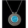 Image 1 : Large Round Silver Turquoise Necklace