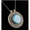 Image 2 : Large Round Silver Turquoise Necklace