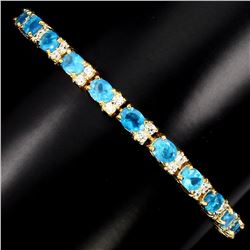 Natural  AAA Neon Blue Apatite 66.47 Ct Bracelet