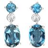 Image 1 : Natural LONDON BLUE TOPAZ OVAL & ROUND Earrings