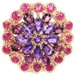 AMETHYST RHODOLITE GARNET & RED RUBY Ring