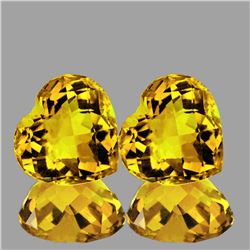 Natural Golden Yellow Citrine Hearts Pair Flawless