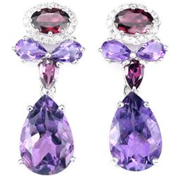 NATURAL PURPLE AMETHYST RHODOLITE GARNET Earrings