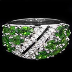 NATURAL GREEN CHROME DIOPSIDE  RING