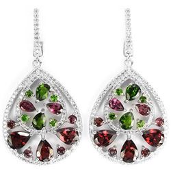 NATURAL RHODOLITE GARNET, CHROME DIOPSIDE Earrings