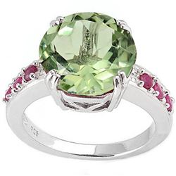 Natural Green Tea Amethyst & Ruby 5.73 carats Ring