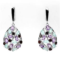 Natural Chalcedony Amethyst Mozambique Garnet Earring