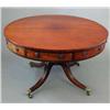 Image 1 : A Regency mahogany drum top library table, the eight drawers with ebony stringing and later handl...