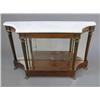 Image 1 : A Regency rosewood and parcel gilt pier table, with white marble top on four tapered columns with...