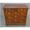 Image 1 : An early 18th walnut chest, of two short and three long graduated drawers, with crossbanded top a...