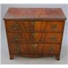 Image 1 : A late George III cross banded mahogany chest, of three long drawers with ebony stringing, on spl...