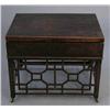 Image 1 : A George III mahogany veneered lace box, raised on a Chinese Chippendale lattice work stand, 2ft...