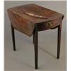 Image 1 : A George III solid burr yew oval topped Pembroke table, fitted with a single drawer on square tap...