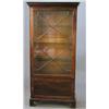 Image 1 : A George III design mahogany china display cabinet, fitted with an astragal glazed door over feat...