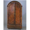 Image 1 : An early 18th century banded walnut and herring bone inlaid dome top corner cupboard, the two doo...