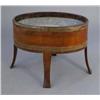 Image 1 : An oval mahogany and copper bound wine cooler, with tin liner on shaped splayed legs, 2ft 6ins...