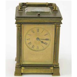 A late 19th century French hour-repeating carriage clock, with gilt dial signed by retailer Hamil...