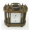 Image 1 : A brass carriage clock in columnar case, enamelled dial with sweep centre seconds and subsidiary...
