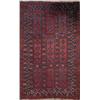 Image 1 : A Belouchi, NE Persian rug, wine red field with central repeating panels of hooked medallions 6ft...
