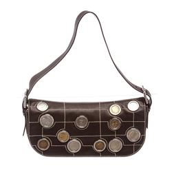 Celine Dark Brown Leather Eurodyssey Coin Collection Limited Edition Shoulder Ha