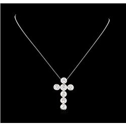 3.79 ctw Diamond Cross Pendant with Chain - 14KT White Gold