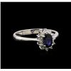 Image 1 : 0.70 ctw Blue Sapphire and Diamond Ring - 18KT White Gold