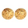 Image 1 : Chanel Gold CC Lion Large Disc Clip On Earrings