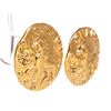 Image 2 : Chanel Gold CC Lion Large Disc Clip On Earrings