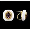 Image 2 : 5.50 ctw Amethyst And Diamond Earrings - 14KT Yellow Gold