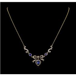 1.63 ctw Sapphire and Diamond Necklace - 18KT Yellow Gold