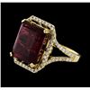 Image 1 : 12.34 ctw Rubellite and Diamond Ring - 14KT Yellow Gold